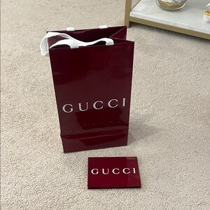 Gucci Burgundy Gift Bag and Card